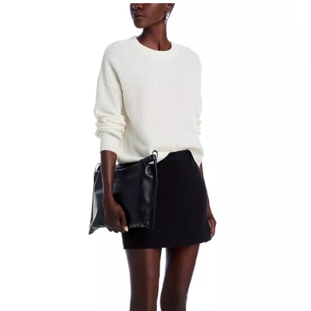 Luxurious 100% Cashmere Shaker Stitch Drop Shoulder Sweater By Aqua in Ivory